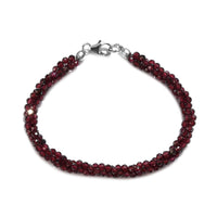 Orissa Rhodolite Garnet Beaded 3 Layer Twisted Bracelet in Sterling Silver (7.25 In) 62.00 ctw (Del. in 8-10 Days)