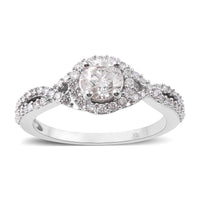 SGL Certified 14K White Gold Diamond G-H I1-I2 Ring 3.20 Grams 1.00 ctw
