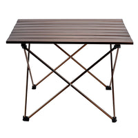 Brown Aluminium Foldable and Portable Camping Side Table (16x18x22)