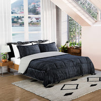 HOMESMART Purple 3 Layer Quilted Microfiber Flannel and Sherpa Reversible Comforter and Set of 2 Shams | Microfiber Comforter | Best Comforter Sets | Bed Comforters | Comforter Set for Bedro