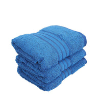 Set of 3 Teal 100% Egyptian Cotton Terry Hand Towels (16'x28')