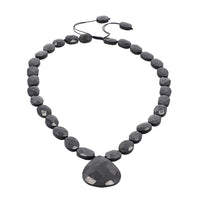 Natural Shungite Checkered Bead Drop Necklace (20-22 in) in Sterling Silver 341ctw