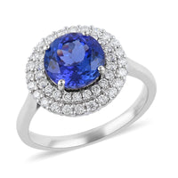One Of A Kind RHAPSODY 950 Platinum AAAA Tanzanite and E-F VS Diamond Ring 8.23 Grams 4 ctw