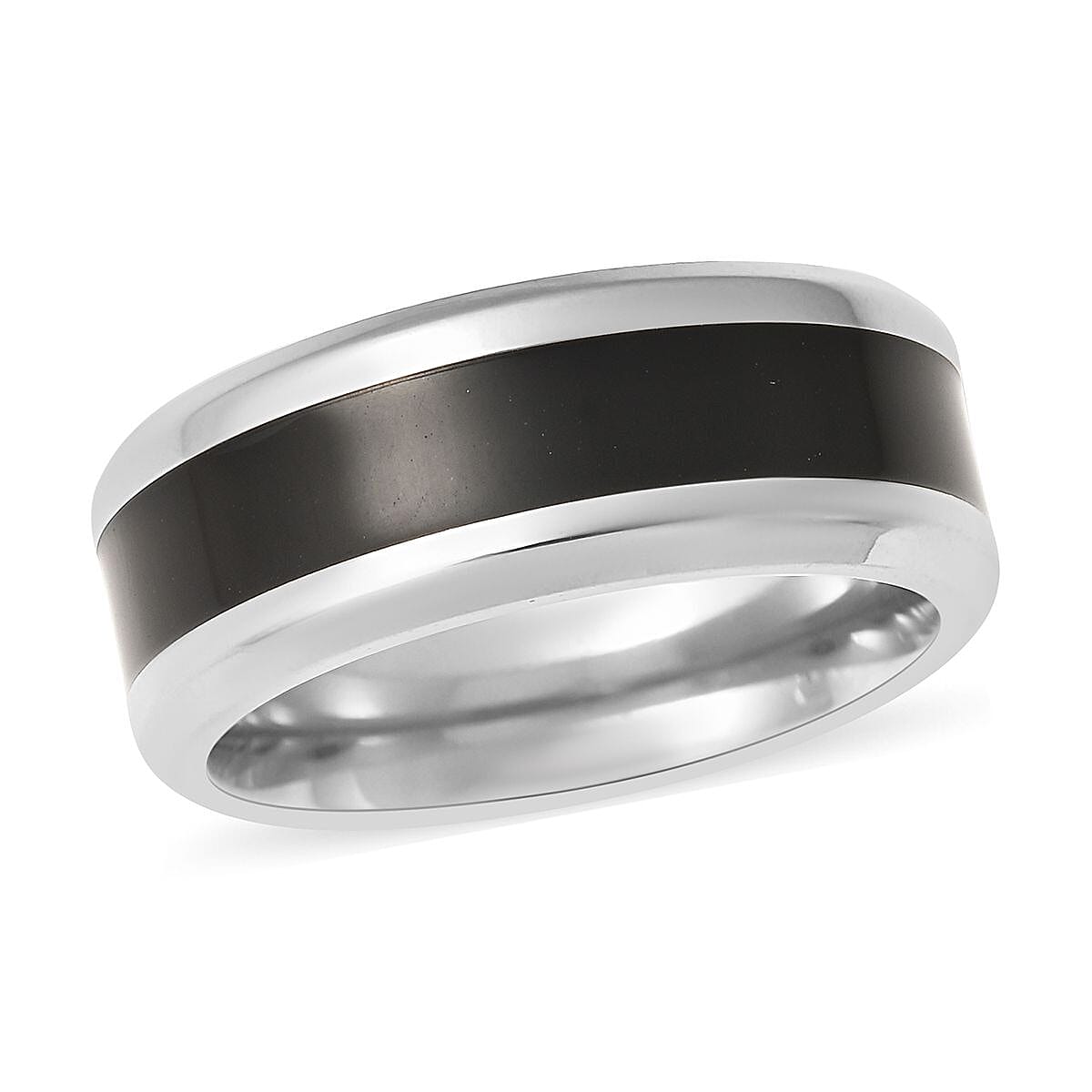 Constituted Shungite Inlay Band Ring in Titanium (Size 5.0) 2.75 ctw