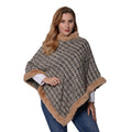 Beige Tweed Poncho with Faux Fur Trim (100% Polyester) - Sticky add to cart bar