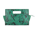 VIVID by SUKRITI - Green Floral 100% Genuine Leather Clutch Bag (12x3.8x8.5) - Sticky add to cart bar