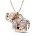 White and Black Austrian Crystal Elephant Pendant Necklace 24 Inches in Silvertone - Sticky add to cart bar