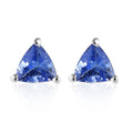 Tanzanite Stud Earrings in Platinum Plated Sterling Silver, Solitaire Studs For Women, Wedding Jewelry Gifts, Silver Earrings 0.65 ctw - Sticky add to cart bar