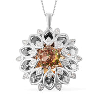 Galatea DavinChi Cut Collection 3.50 ctw Brazilian Citrine and Multi Gemstone Pendant Necklace 18 Inches in Sterling Silver 9.90 Grams