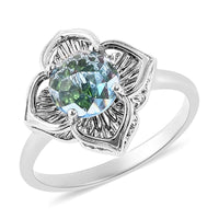 Galatea DavinChi Cut Collection 2.10 ctw Blue Topaz and Multi Gemstone Ring in Sterling Silver (Size 9.0)