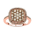 Natural Champagne Diamond Marquise Shape Ring in Rhodium & Vermeil Rose Gold Over Sterling Silver 1.00 ctw - Sticky add to cart bar