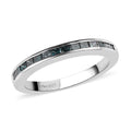 Princess Cut Blue Diamond (IR) Half Eternity Band Ring in Platinum Over Sterling Silver (Size 7.0) 0.50 ctw - Sticky add to cart bar