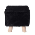 Square Shape Wooden Stool with Sky Blue Faux Fur Cover (11""x11"") - Sticky add to cart bar