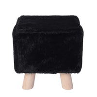 Square Shape Wooden Stool with Sky Blue Faux Fur Cover (11""x11"")