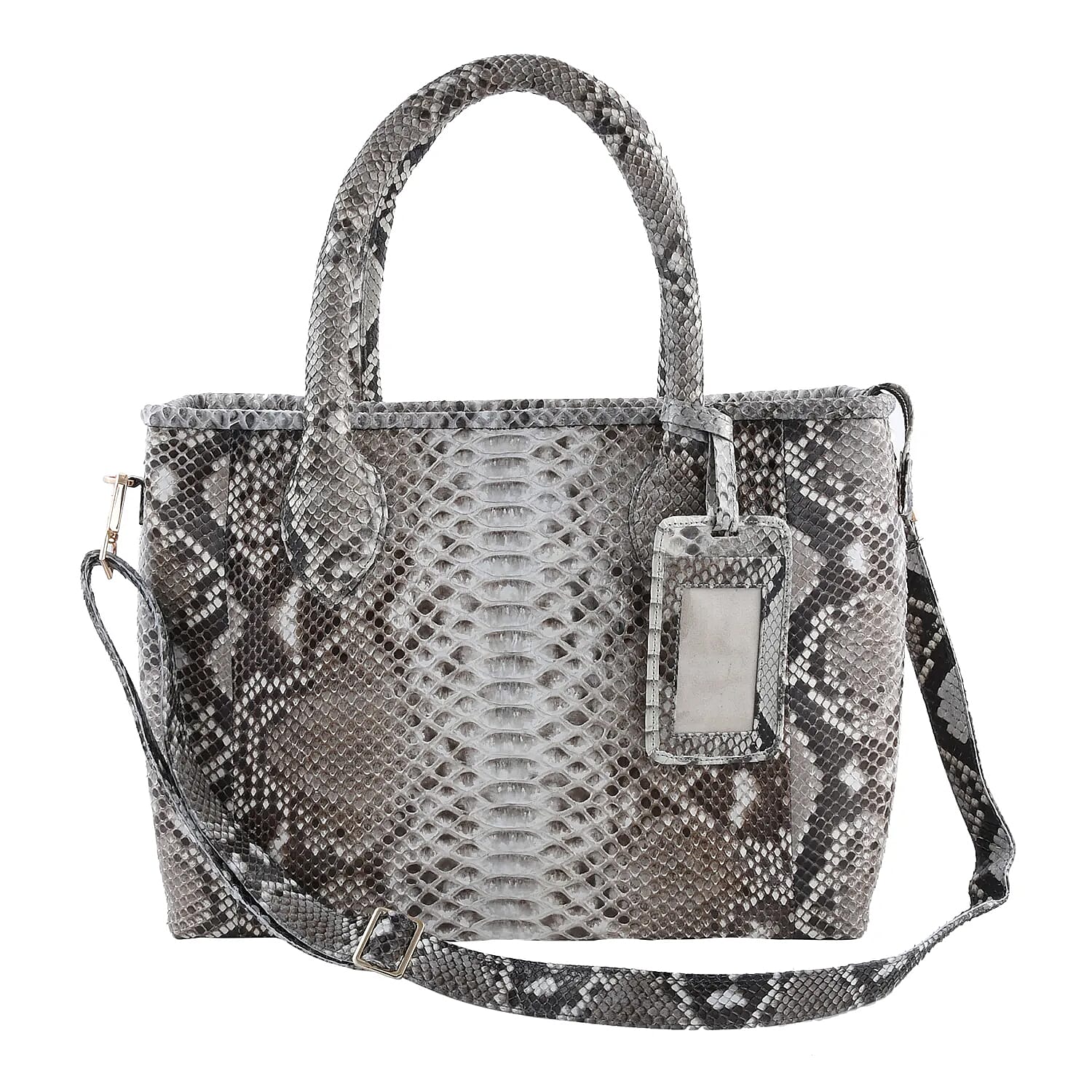 The Pelle Natural Python Collection Natural Python Leather Tote Bag with Detachable Strap