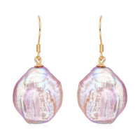 Keshi Pearl - Purple Earrings in 14K Yellow Gold Over Sterling Silver