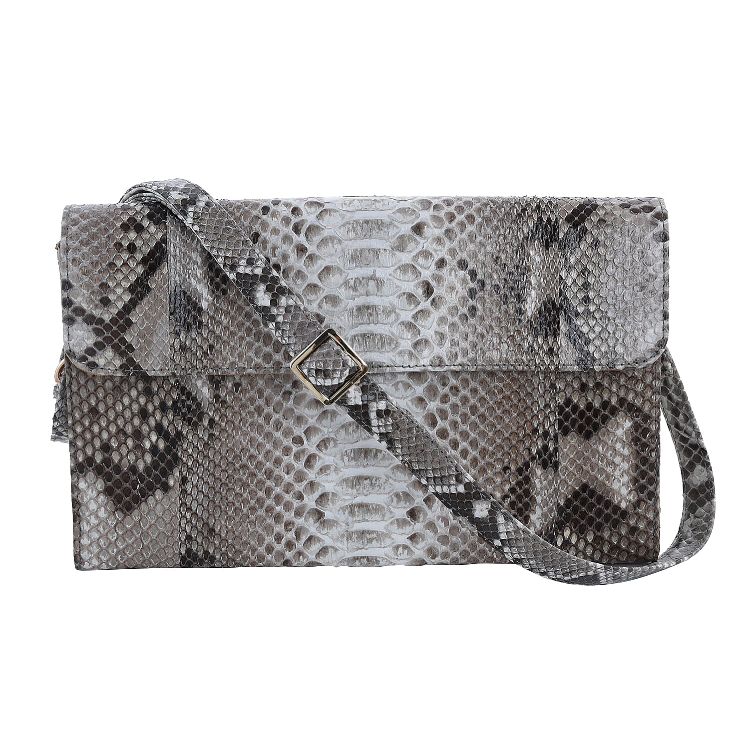 The Pelle Natural Python Collection Natural Python Leather Evening Clutch Bag with Detachable Strap (11x7x3)
