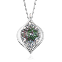Galatea DavinChi Cut Collection 3.90 ctw Blue Topaz and Multi Gemstone Pendant Necklace 18 Inches in Sterling Silver