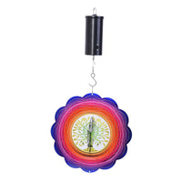Multi Color Stainless Steel 3D Tree Pattern Wind Spinner with Hanging Motor (10") (3xAA Battery Not Included)