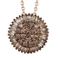 1.25 ctw Natural Champagne Diamond Pendant Necklace 20 Inch in Rhodium & Vermeil Rose Gold Over Sterling Silver