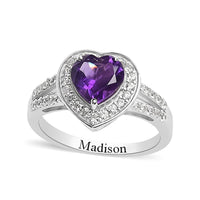 Amethyst, White Zircon Heart Ring in Platinum Over Sterling Silver (Size 6.0) 2.50 ctw