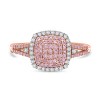 Luxoro 10K Rose Gold I3 Natural Pink and White Diamond Split Shank Ring 0.50 ctw