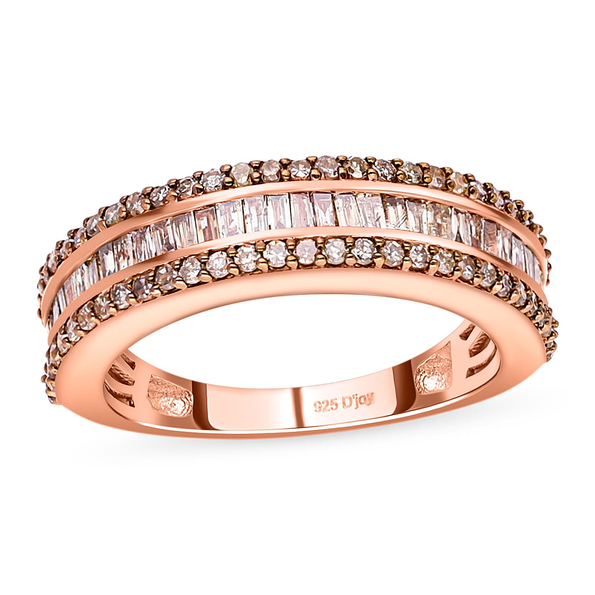 Natural Champagne Diamond Classic Band Ring in Sterling Silver