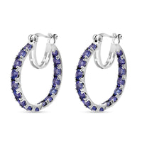 Tanzanite Inside Out Hoop Earrings in Platinum Over Sterling Silver (7.50 g) 5.00 ctw