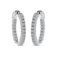 Moissanite Inside Out Hoop Earrings in Platinum Over Sterling Silver 7.15 Grams 1.50 ctw
