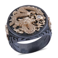 Galatea El Capitan Collection 14K Yellow Gold Diamond Accent Dragon Ring in Black Rhodium Sterling Silver (Size 10.0) (19.6 g) 0.05 ctw - Sticky add to cart bar