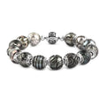 Galatea Queen Bead Collection Carved Tahitian Cultured Pearl 10mm Bracelet in Sterling Silver (8.00 In) (7.50 g) - Sticky add to cart bar