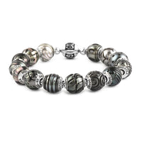 Galatea Queen Bead Collection Carved Tahitian Cultured Pearl 10mm Bracelet in Sterling Silver (8.00 In) (7.50 g)