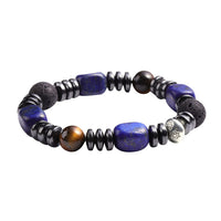 189.50 ctw Hematite and Multi Gemstone Chakra Bracelet in Goldtone (6.50 In)