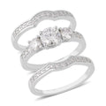 Moissanite Set of 3 Bridal Ring in Rhodium Over Sterling Silver 1.75 ctw - Sticky add to cart bar