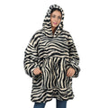 Black and Golden Leopard Print Sherpa Wearable Blanket with Hood (One Size Fits Most, 100% Polyester) - Sticky add to cart bar