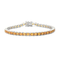 9.10 ctw Yellow Sapphire Tennis Bracelet in Platinum Over Sterling Silver (6.50 In) 8.65 Grams
