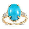 10K Yellow Gold Natural Arizona Sleeping Beauty Turquoise and Diamond Ring 3.20 Grams 5.35 ctw - Sticky add to cart bar