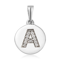 Lolos Exclusive Pick's Diamond Initial "A" Circle Pendant in Platinum Over Sterling Silver 0.07 ctw