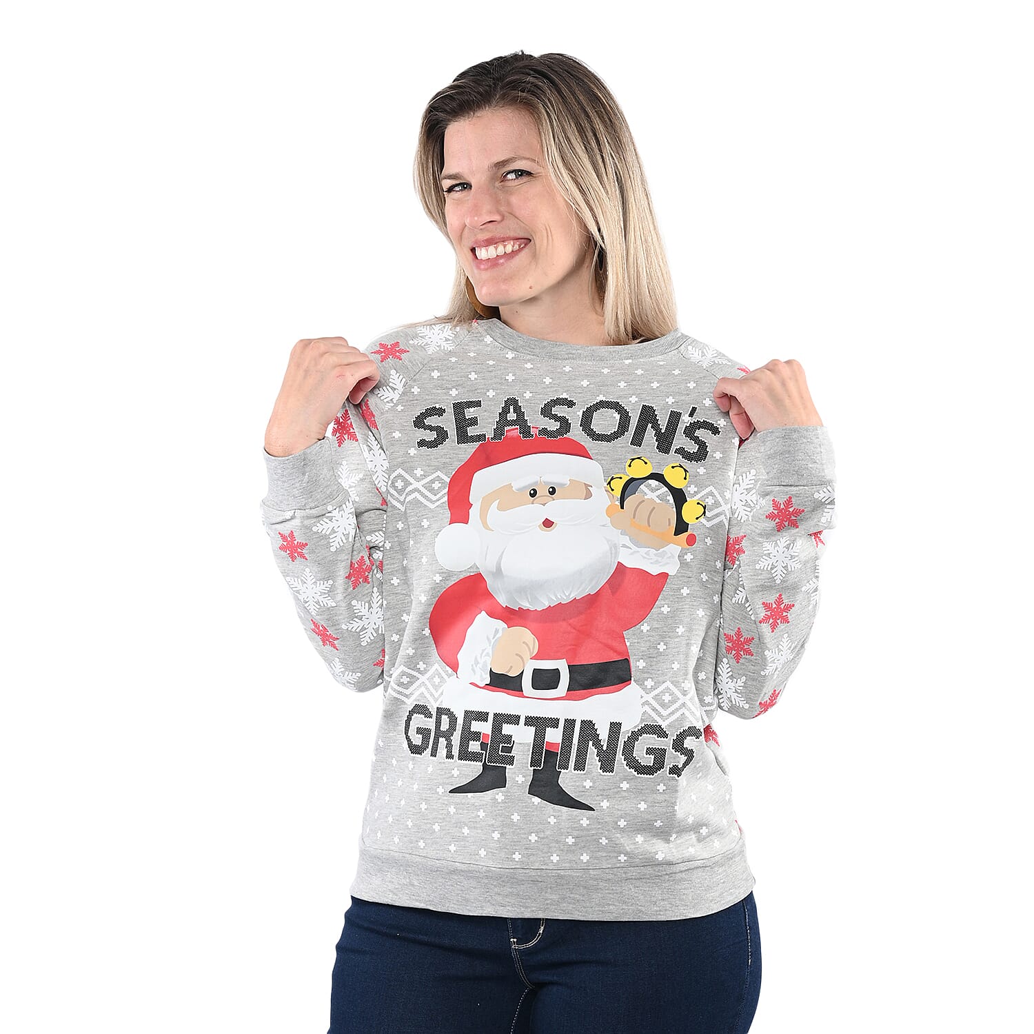 Santa Seasons Greeting Holiday Sweatshirt - S
