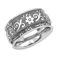 Sterling Silver Floral Spinner Band Ring..