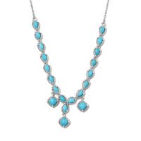 6.20 ctw Natural Arizona Sleeping Beauty Turquoise Necklace 18 Inch in Platinum Over Sterling Silver 10.50 Grams