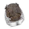 Malagasy Labradorite Carved Ring in Stainless Steel 11.65 ctw - Sticky add to cart bar