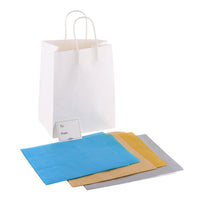 White Paper Gift Bag with 3 Muti Color Tissue Paper Sheets and Note Card