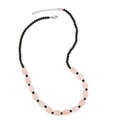 155.00 ctw Galilea Rose Quartz, Black Onyx Beads Necklace 18-20 Inches in Stainless Steel - Sticky add to cart bar