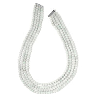 542 ctw Natural Jade Beads Multi Strand Necklace 18 Inch in Sterling Silver
