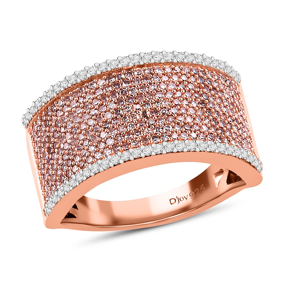 Natural Pink Diamon I2-I3 and Diamond Ring in Vermeil Rose Gold Over Sterling Silver 1.00 ctw