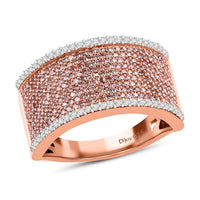Natural Pink Diamon I2-I3 and Diamond Ring in Vermeil Rose Gold Over Sterling Silver 1.00 ctw