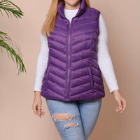 PASSAGE Black Women's Zip Front Puffer Vest with Pockets (S, 100% Polyester)