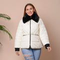 PASSAGE White with Black Faux Fur Collar Puffer Coat (S, 100% Polyester) - Sticky add to cart bar