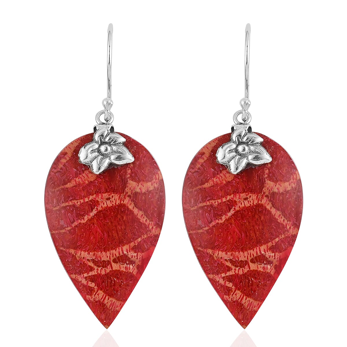 Sponge Coral Fancy Earrings in Sterling Silver